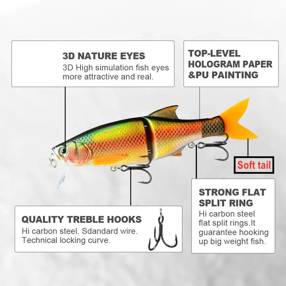 Swimbait articulado flotante – Señuelo de pesca para lucio y lubina - imagen 3