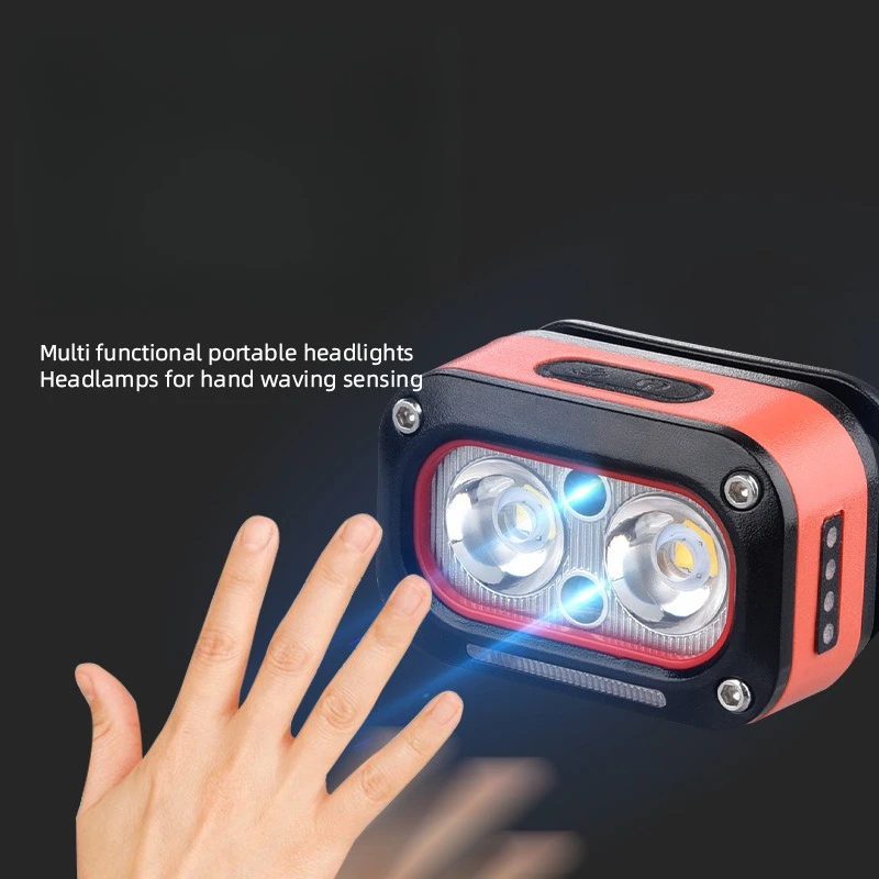 Faros LED de inducción de tres fuentes de luz, luces montadas en la cabeza de pesca para correr de noche al aire libre de larga resistencia, recargables - imagen 5