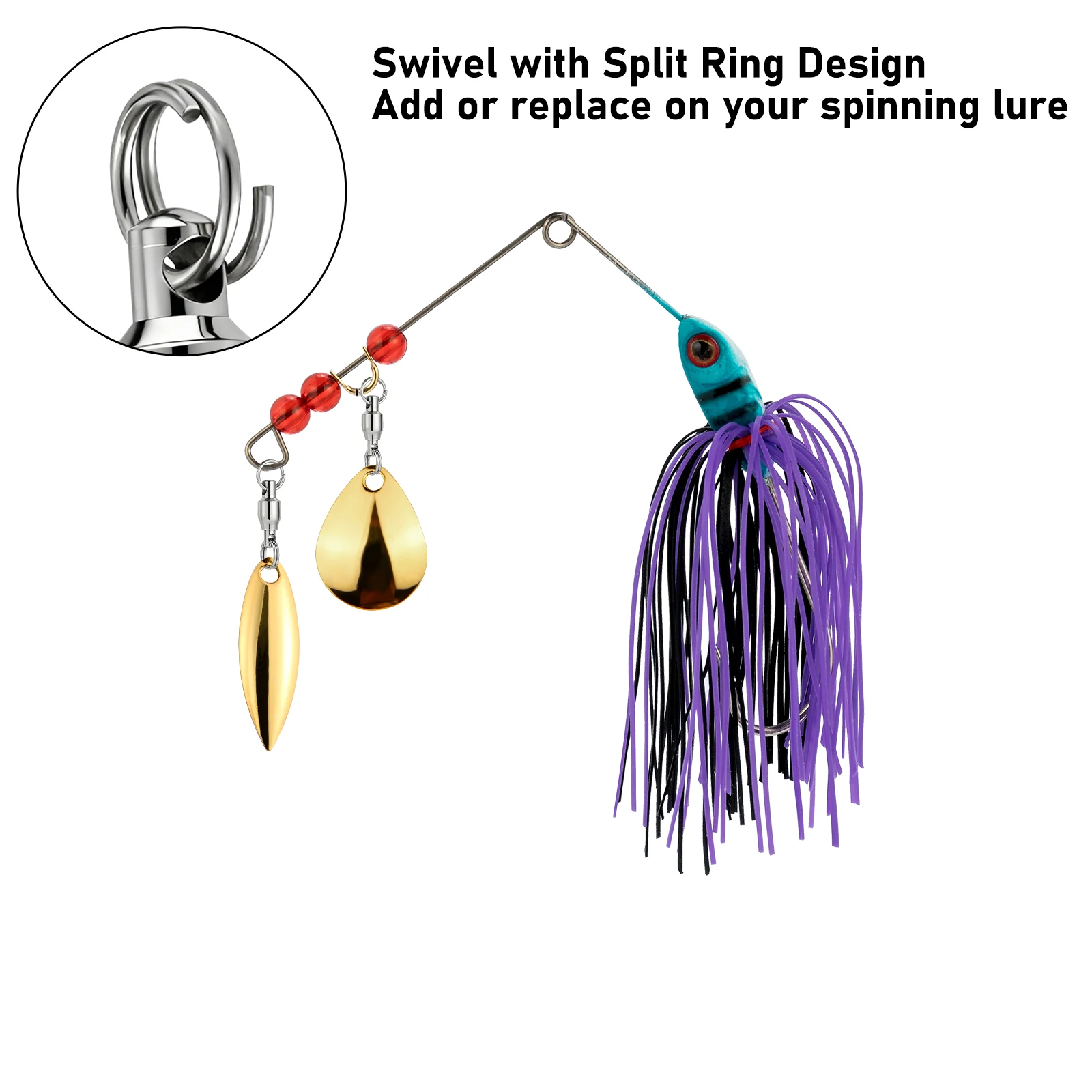 Cuchillas giratorias de pesca con giratorios, cuchillas Colorado para Spinnerbait Swimbait Worm Rig Texas Rig Florida Rig Water salada, 10 Uds. - imagen 4