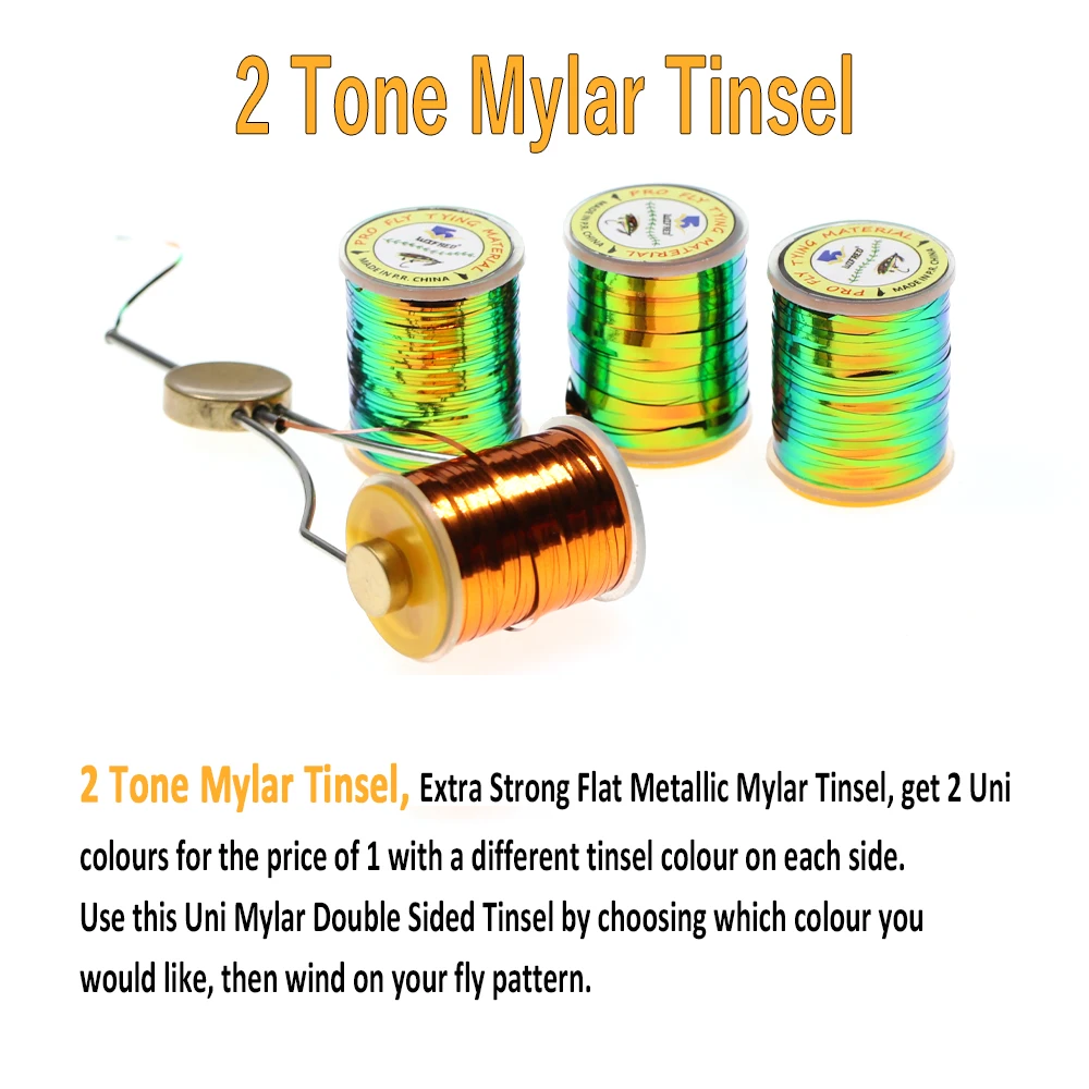 Wifreo oropel naranja de pavo real, oropel de Mylar de 2 tonos, materiales de atado de moscas de cuerpo plano metálico duradero para zumbador, nebulizadores de Ninfa - imagen 5