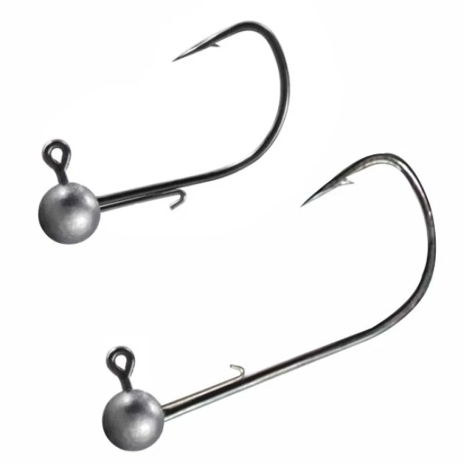 10 unids/lote anzuelo de pesca con cabeza de anzuelo 0,7g-7g manivela anzuelo de cebo anzuelo de gusano suave accesorios de aparejos de pesca