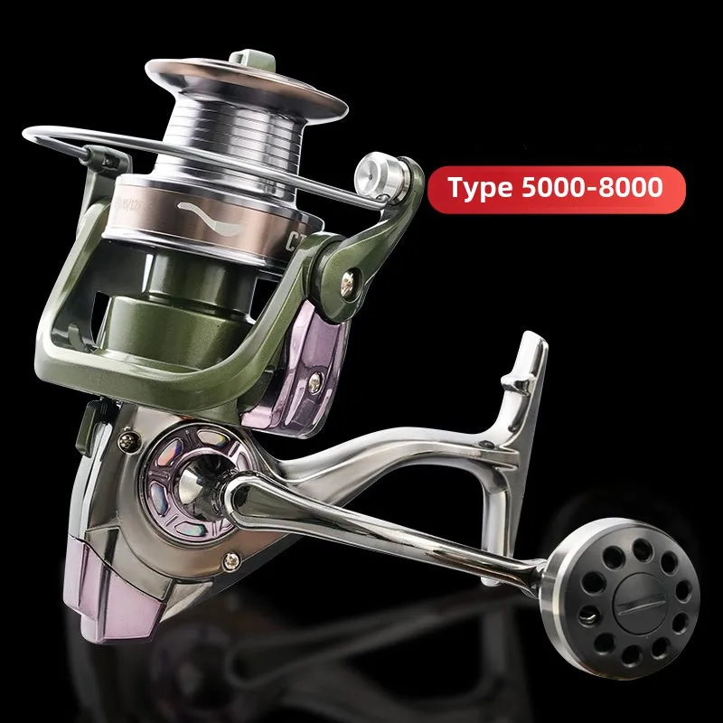 Carrete giratorio de tiro largo totalmente metálico, carretes de pesca para Surf serie 5000-8000, arrastre máximo de 15KG, carrete grande para baitcasting de agua salada - imagen 2