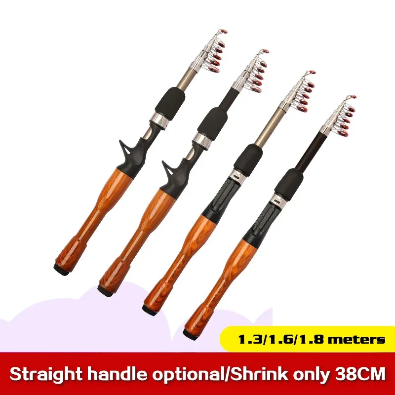 Caña de pescar telescópica con mango de corcho, accesorios de herramientas de caña de pescar portátiles de fibra de carbono, caña de pescar para lanzar al aire libre - imagen 3