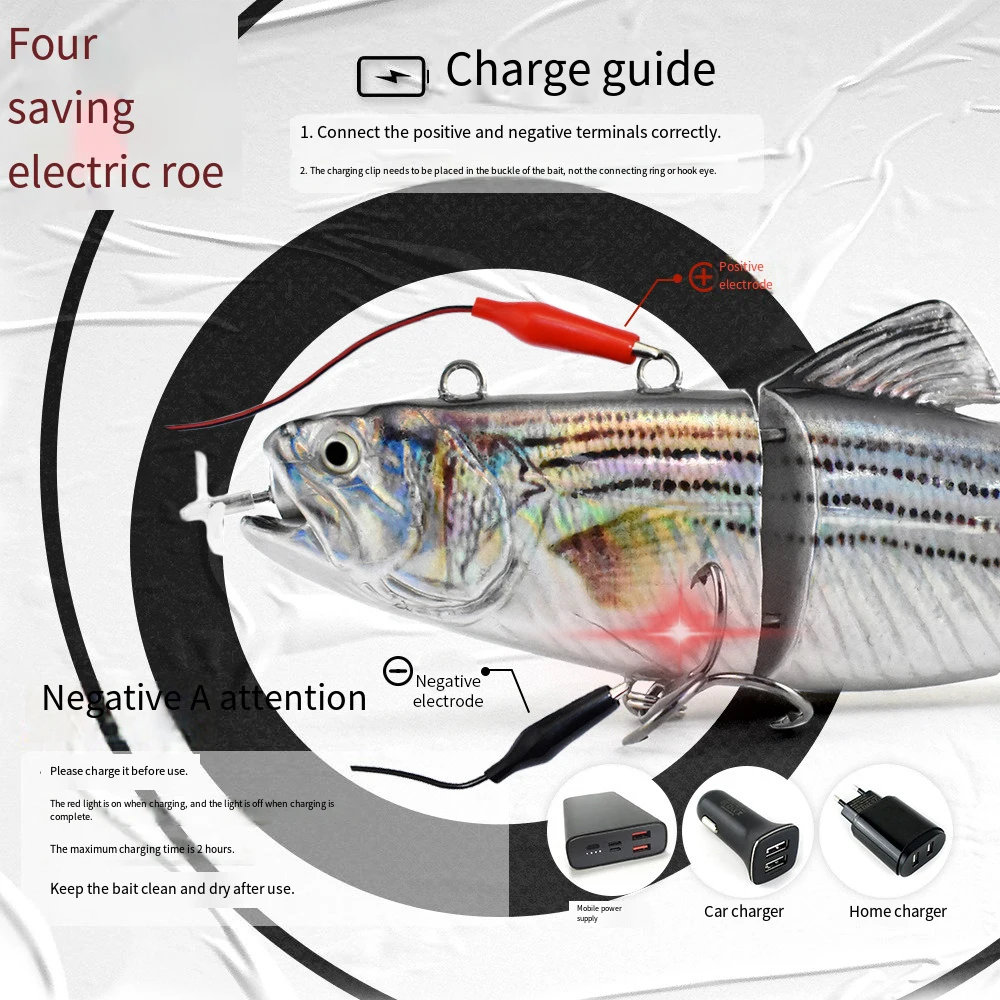 Señuelo robótico recargable con LED y hélice para pesca deportiva - imagen 2