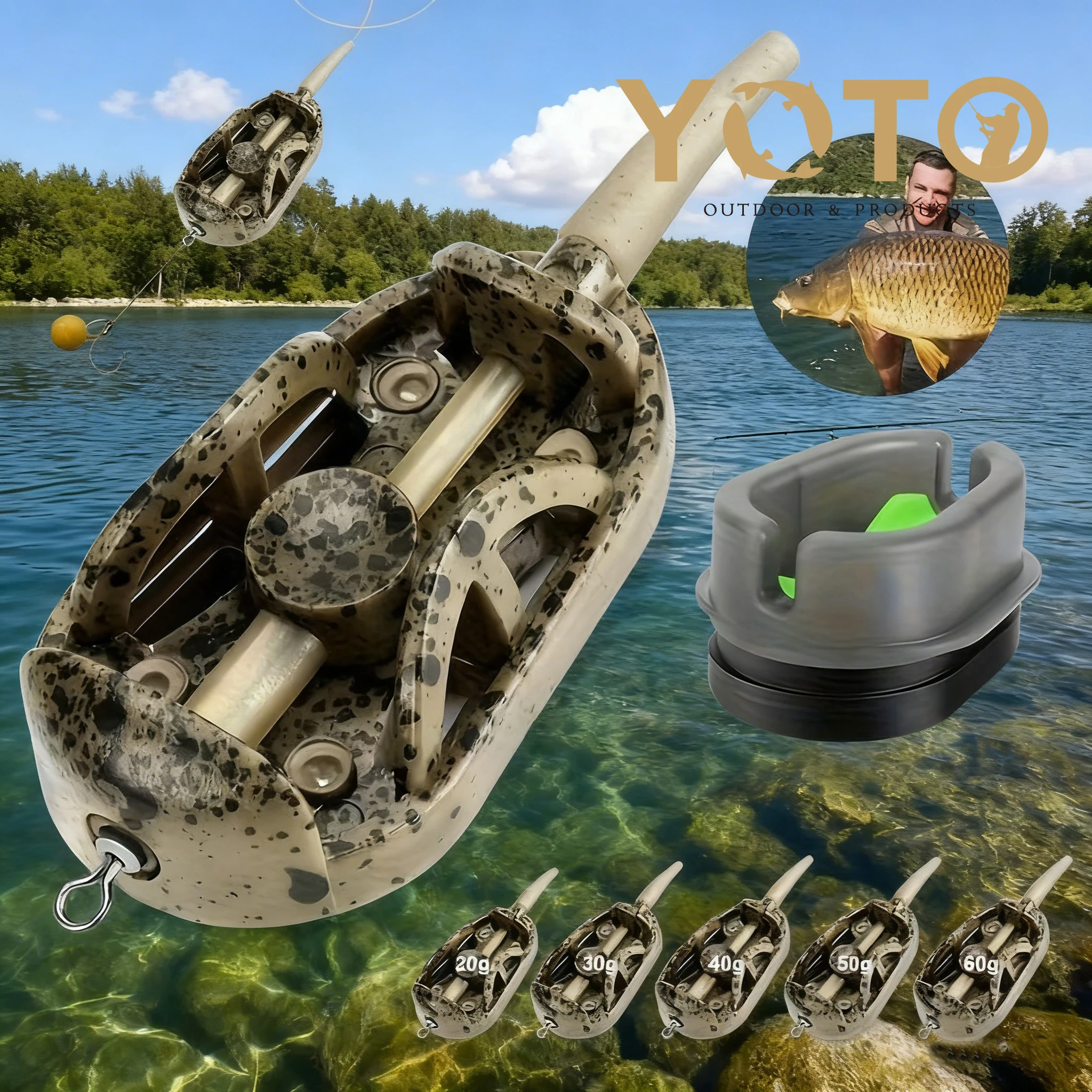 YOTO Alimentador de método para carpa ajustable con molde - imagen 5