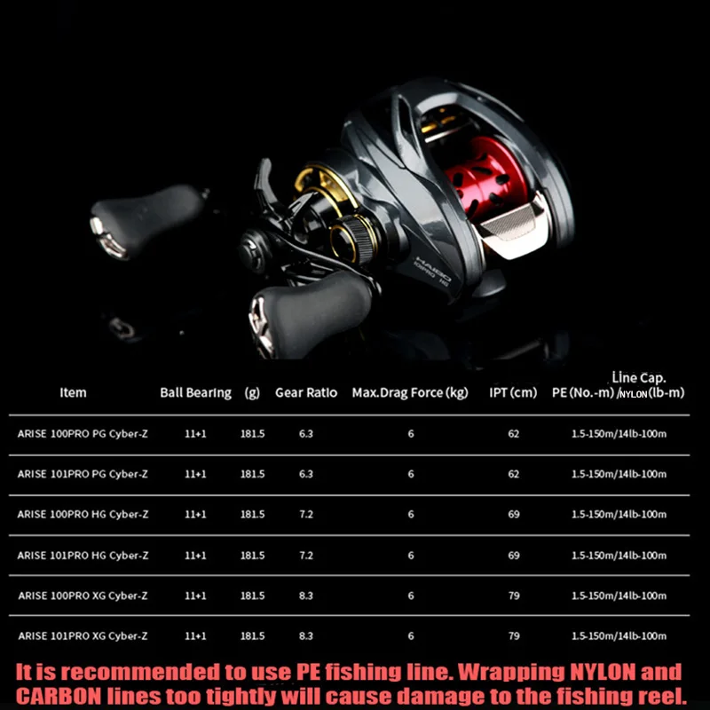 HAIBO 2025 nuevo carrete de fundición Arise CYBER-Z versión no Bluetooth 181.5g 11 + 1 marco de aleación de aluminio carrete de pesca electrónico inteligente - imagen 2