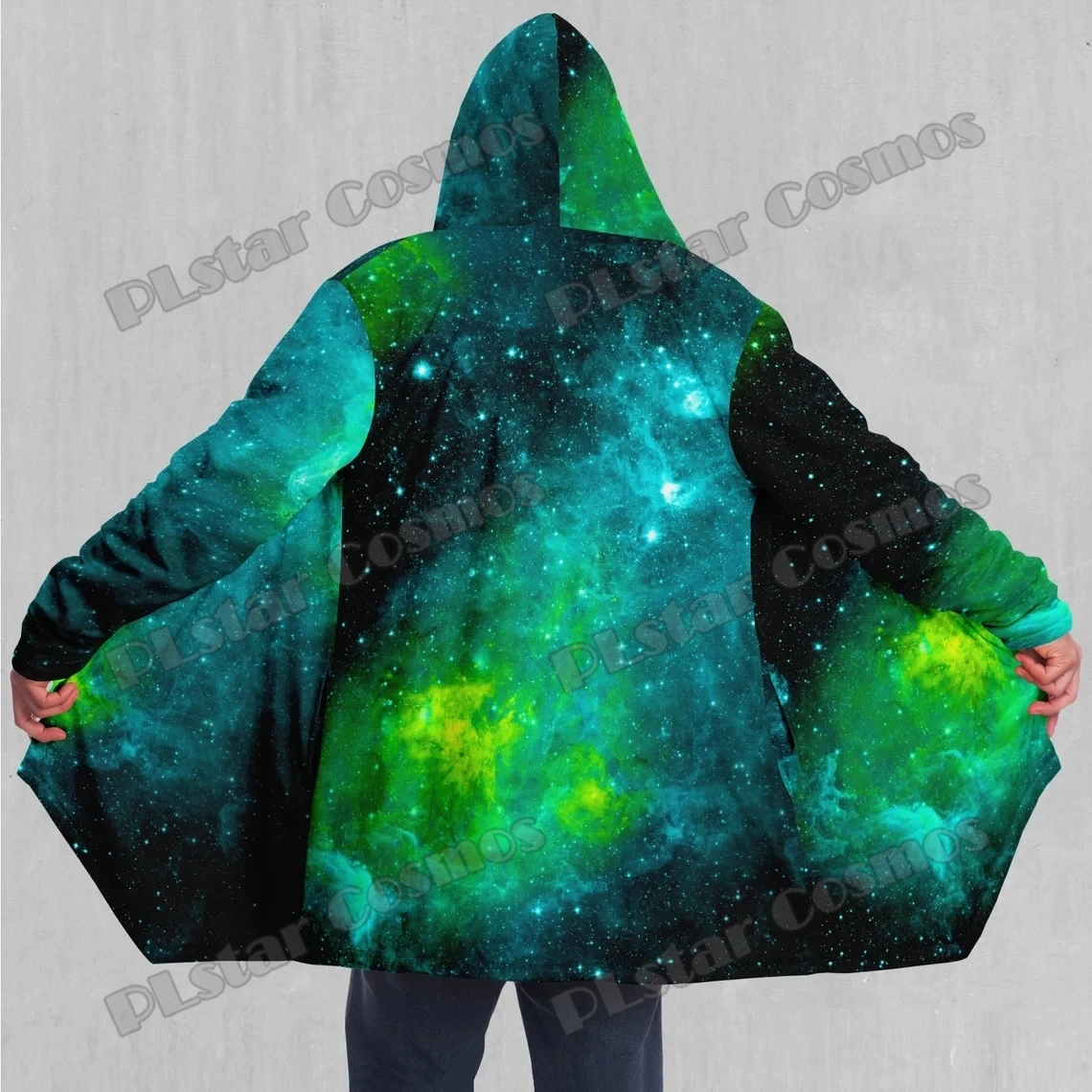 PLstar Cosmos Galaxy nebulosa patrón espacial 3D impreso capa con capucha de lana para hombre invierno Unisex Casual grueso capa cálida DP73 - imagen 2