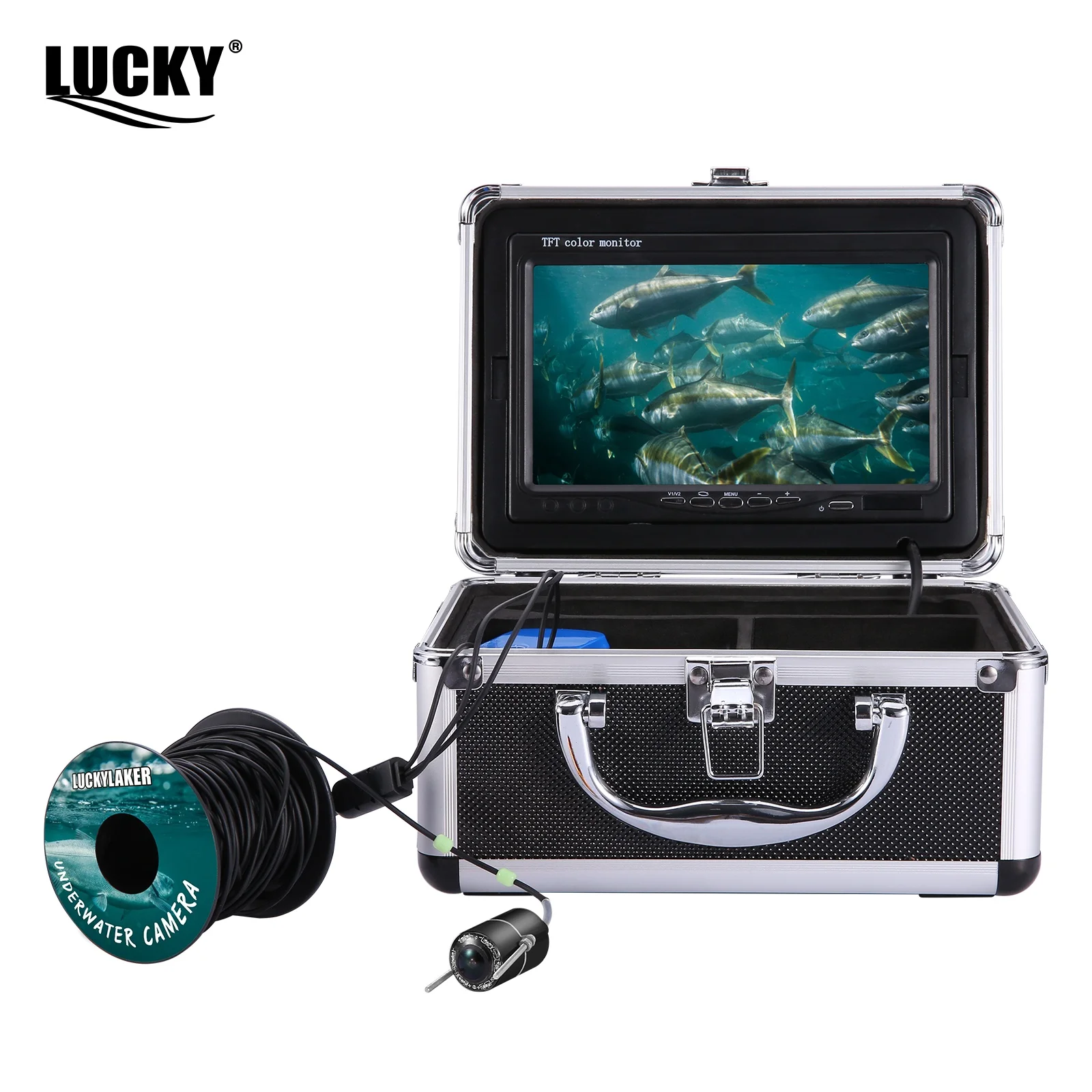 LUCKYLAKER-Kit de cámara buscador de peces, Monitor LCD, pesca en hielo subacuática de invierno, cámara de pesca submarina de 7 pulgadas