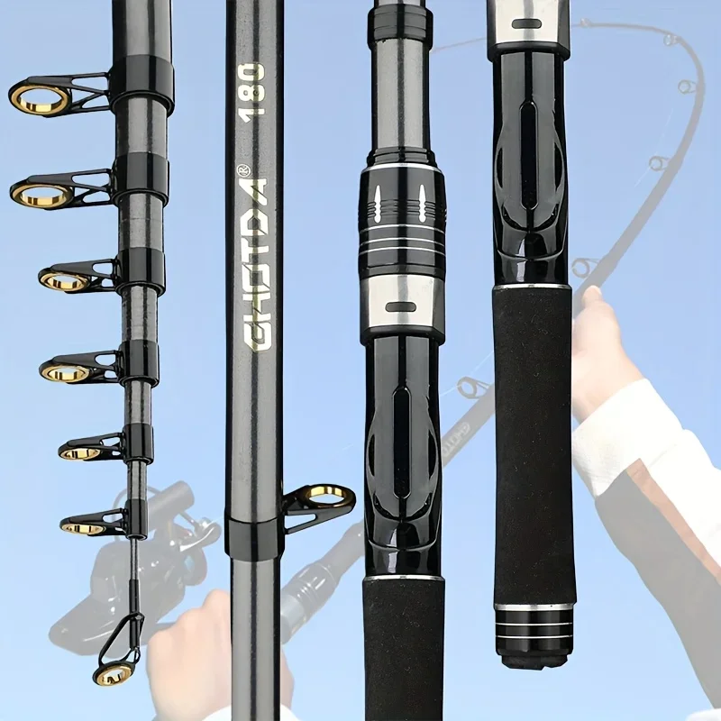 Poste telescópico de carbono Mini ultraligero 1,5 M 1,8 M 2,1 M 2,4 M poste de fundición multifunción de acción rápida con anillo guía de cerámica