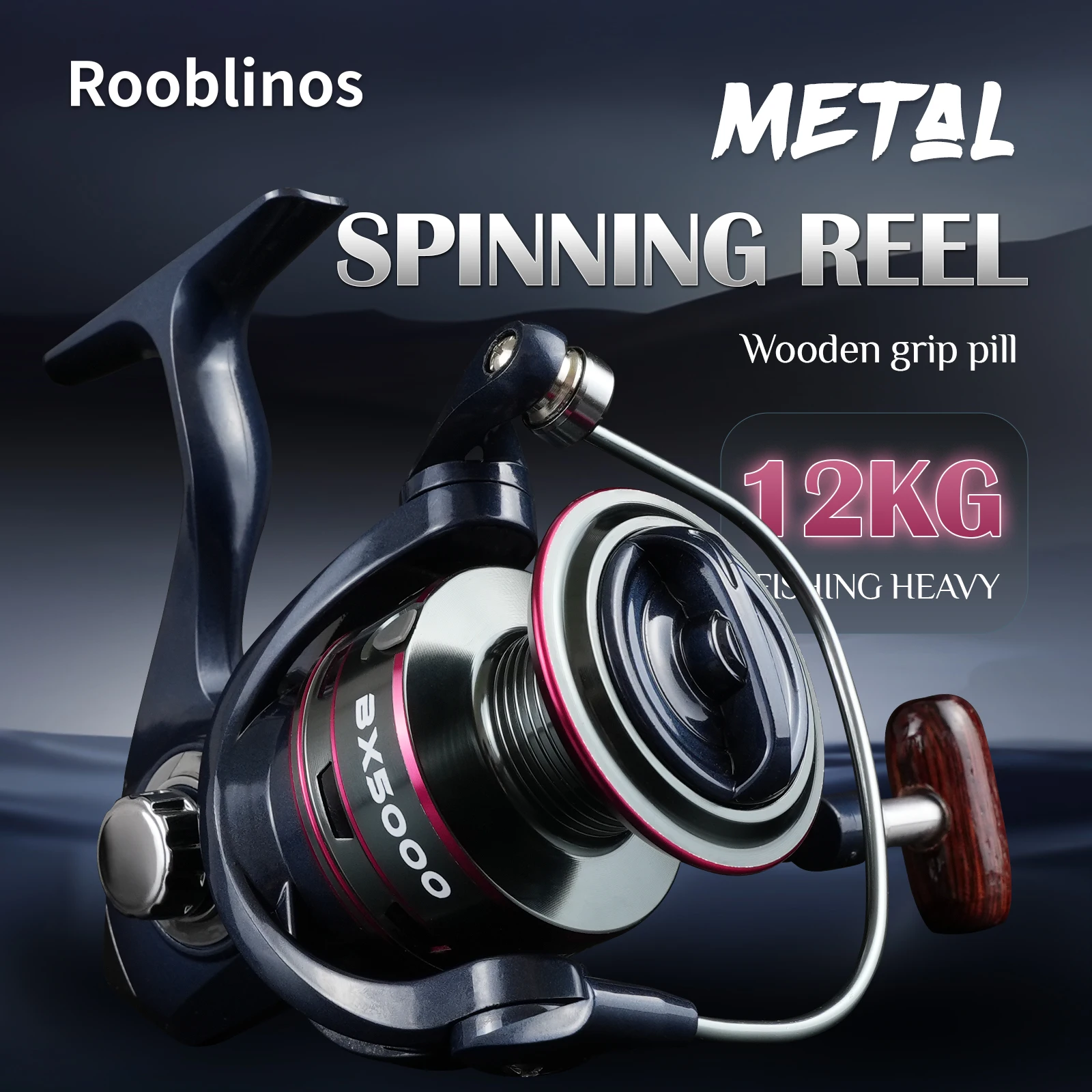 Carrete de pesca Rooblinos BX 1000-7000 carrete giratorio de acero inoxidable carrete de pesca con rodamiento 8KG máximo para pesca en el mar pesca de carpa - imagen 2