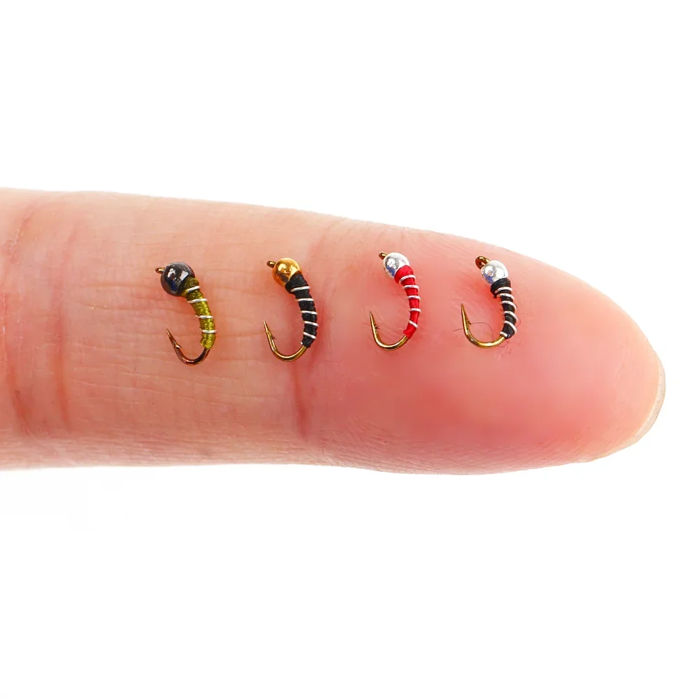 Wifreo 8pcs/9pcs #18 Bead Head Zebra Midge Nymph Fly Emergers Wet Nymph Fly Fishing Flies Trout Bluegill Fishing Lure Baits - imagen 4