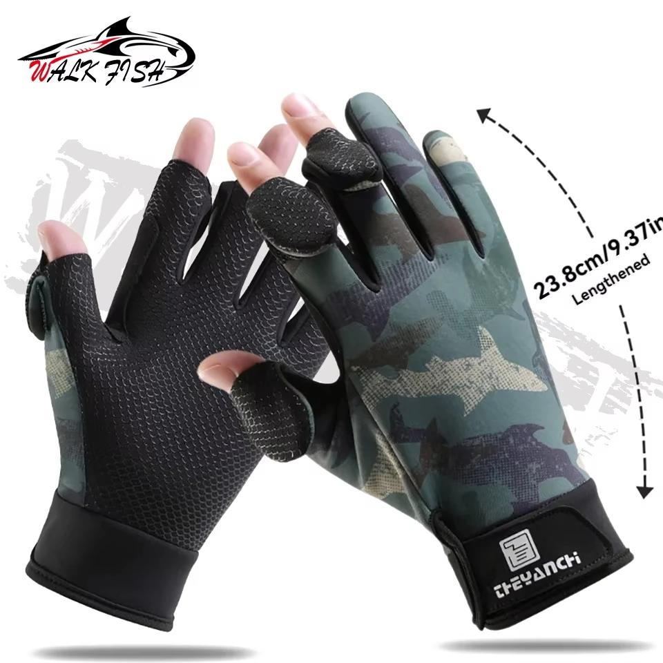WALK FISH-guantes de pesca para otoño e invierno, antideslizantes, impermeables, resistentes al desgaste, con pantalla táctil, silicona gruesa - imagen 3