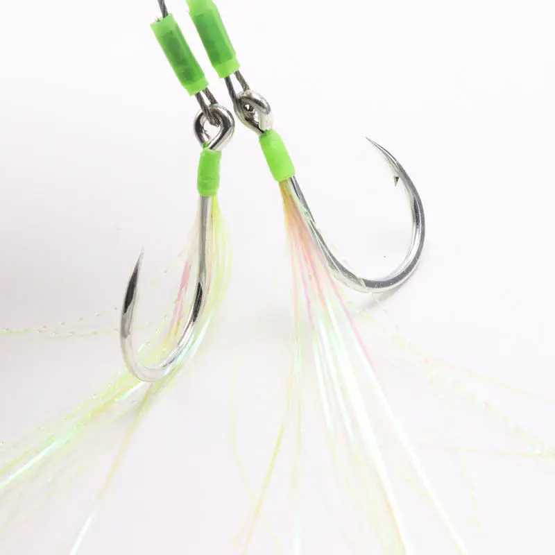 ZYZ anzuelos de ayuda de plantilla de pesca, línea de acero inoxidable, tubo luminoso, pluma, anillo sólido, Jigging, aparejos de pesca de barco, 2 uds./lote - imagen 5