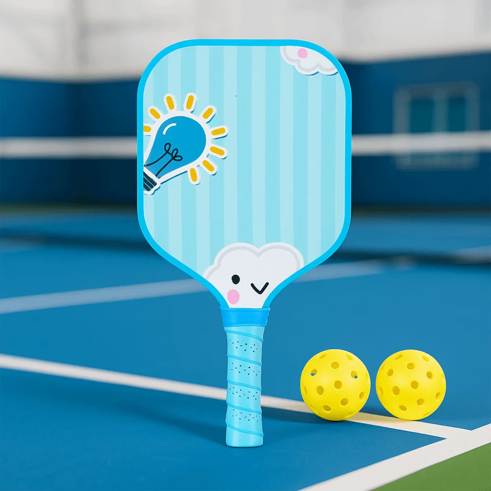 Juego de Pickleball para niños de dibujos animados, raquetas de Pickleball ligeras y duraderas para niños, juego de Pickleball para niños con agarre antideslizante de 2 bolas - imagen 5