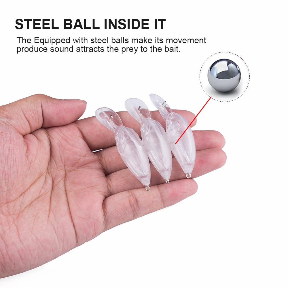 Hanlin-Mini Crankbait, 10/20 piezas espacios en blanco, Minnow, 5,5 CM, 3,8G, señuelo de pesca duro, Wobblers, trucha flotante, buceo, aparejos de lubina sin pintar - imagen 4