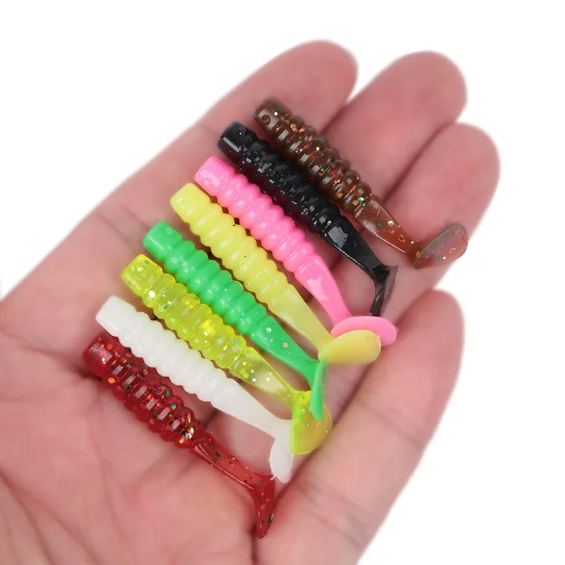 10 Uds. Señuelos blandos de silicona, aparejos artificiales, cebo de 4/5cm, productos para pesca en el mar, pesca en roca, Swimbait Wobblers - imagen 2