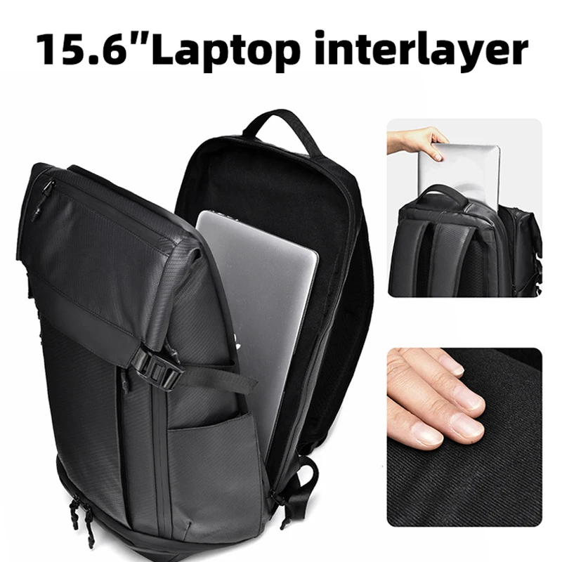 Mochila de pesca con bolsillo para zapatos, bolsa para viajes al aire libre, senderismo, desplazamientos, Camping, mochila escolar grande para ordenador portátil de negocios en seco y húmedo - imagen 2