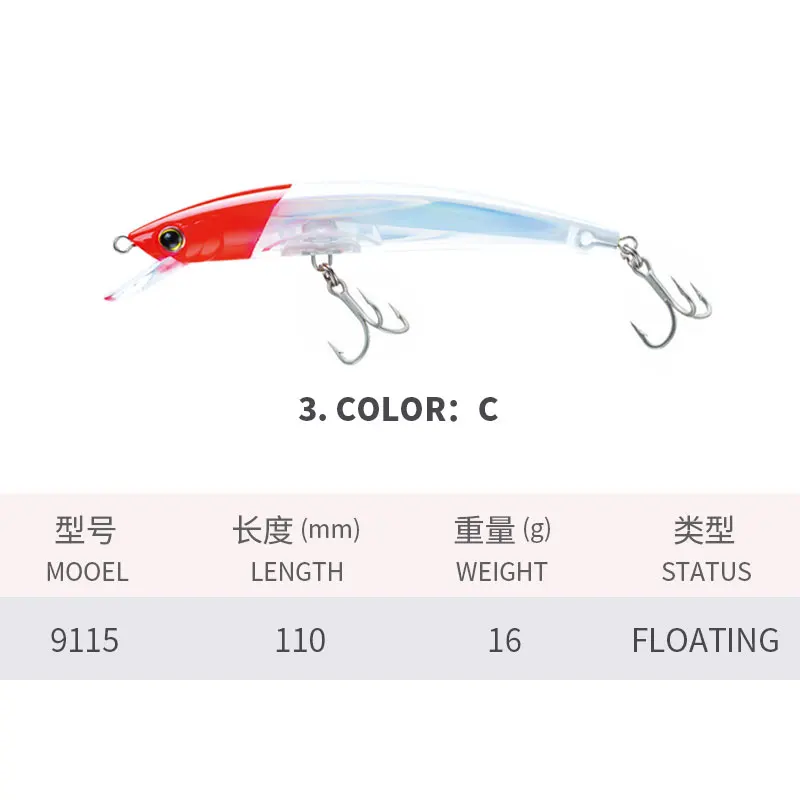 Aparejos de pesca artificiales, Minnow flotante 3D, Wobbler, arrastre, fundición, agua de mar, lubina, trucha, Isca, 110mm, 16g - imagen 5