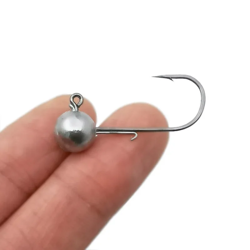 OUTKIT, 5 uds., anzuelo de cabeza NED, 2,5-14g, anzuelo de cabeza de plantilla de bola redonda, anzuelos secundarios de vástago largo sin malezas para pesca de gusanos blandos - imagen 3