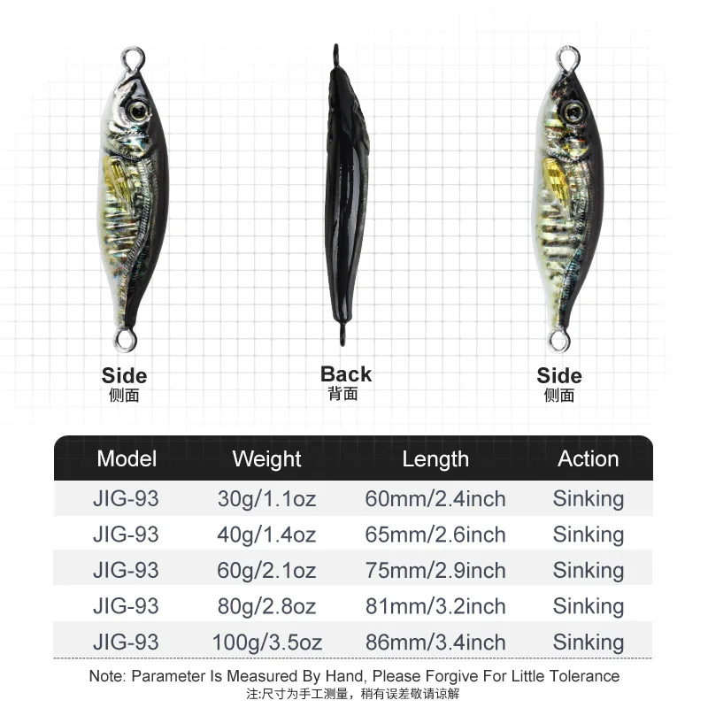 Señuelos Jigging Metal Obsession J93 – Forma S, hundimiento lento - imagen 5