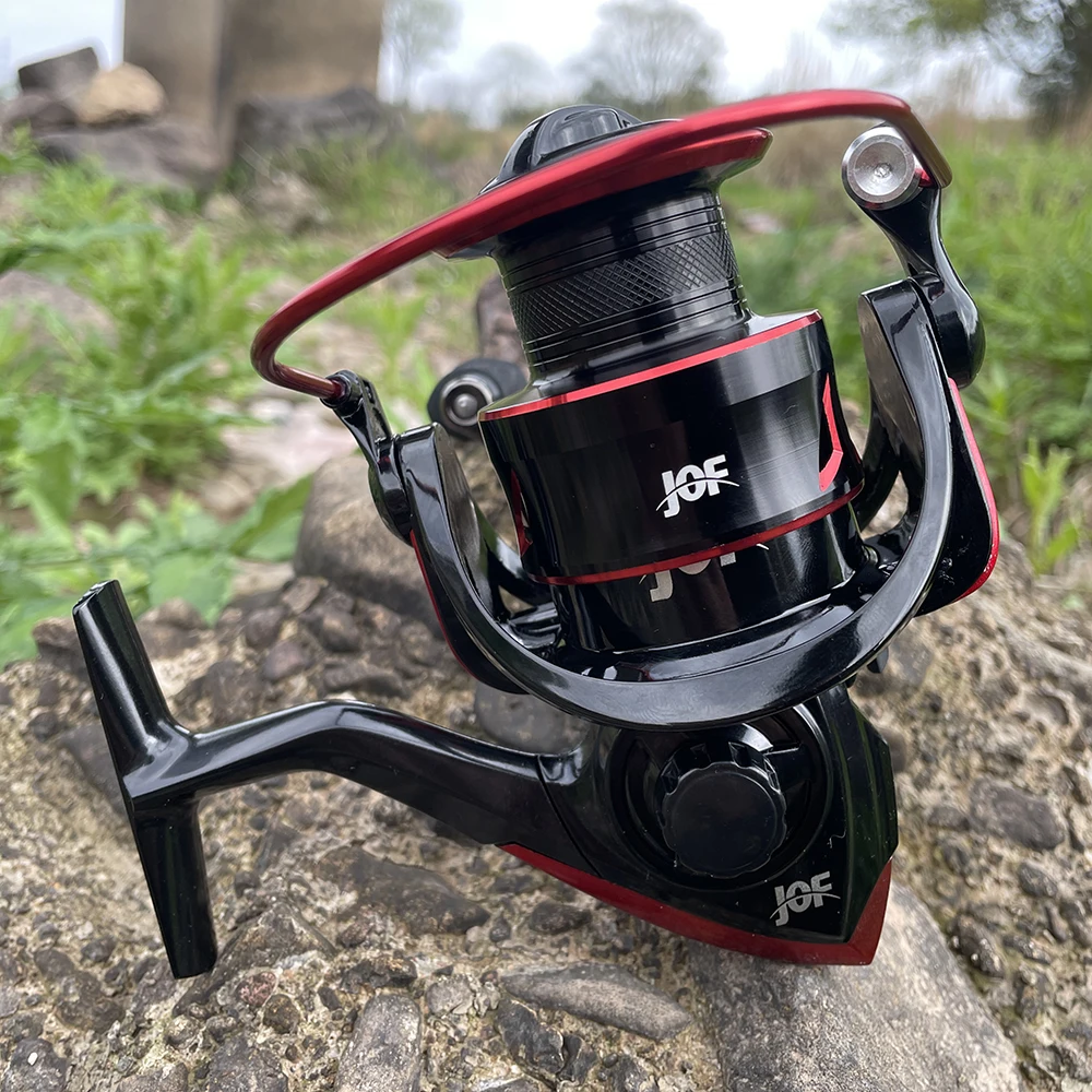 JOF-carrete de pesca giratorio rojo, 5,5: 1, Ratio de engranaje 15KG, arrastre máximo, fuerza ultraligera, cuerpo de grafito, serie 2000-5000 - imagen 3