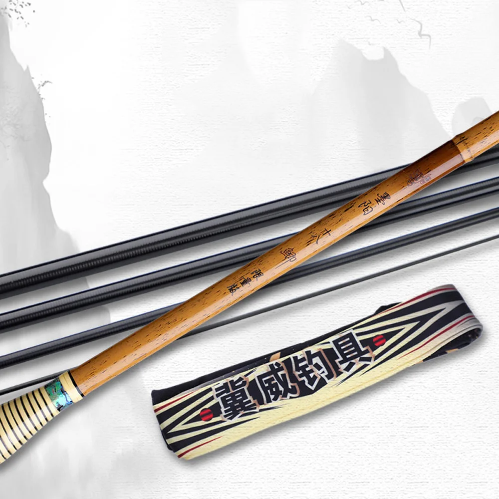 Luohan-caña de pescar de fibra de carbono, caña de pescar de bambú Natural de carpa, ligera y dura, sección larga, engranaje, 2,7 m-6,3 m - imagen 4