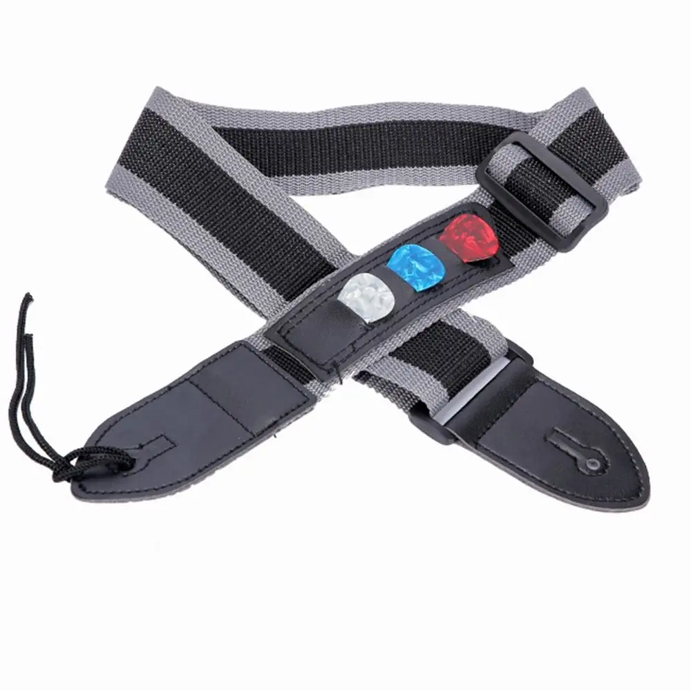 Juego de correas suaves para guitarra, Kit de correa para el cuello de ukelele ajustable de cuero PU, 10 púas de guitarra, adaptador de cabezal, correa para el hombro para bajo