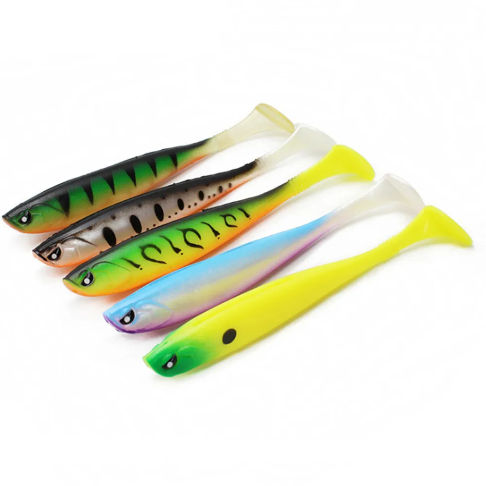 Señuelo suave de gusanos de Pesca, anzuelo de silicona Artificial con ojos 3D, cola en T, Lucio, aparejos de Pesca, 1 unidad, 13cm, 10g - imagen 2