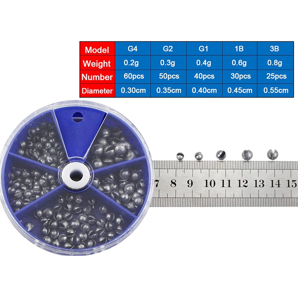 Kit de pesas de pesca de 205 Uds., plomo dividido, sedal de pesca, 5 tamaños, accesorios surtidos de plomo de huevo extraíbles - imagen 2