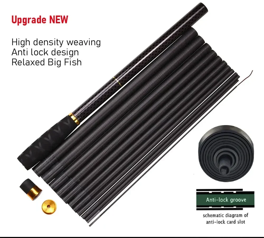 JOSBY-caña de pescar ultraligera 100% de fibra de carbono, alimentador de corriente dura, poste telescópico de viaje, Mini aparejos de agua dulce, 3,6 M-7,2 M - imagen 5