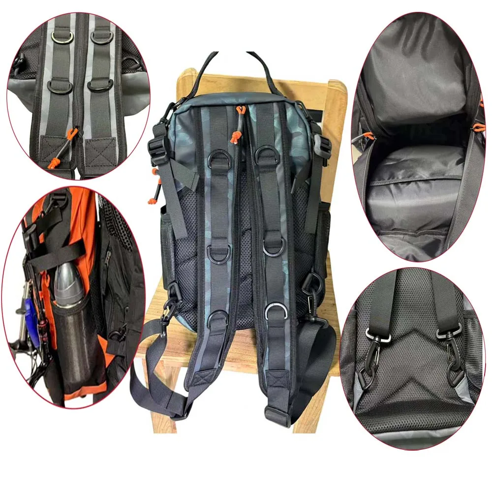 Detalle de los compartimentos de la mochila Deyiying