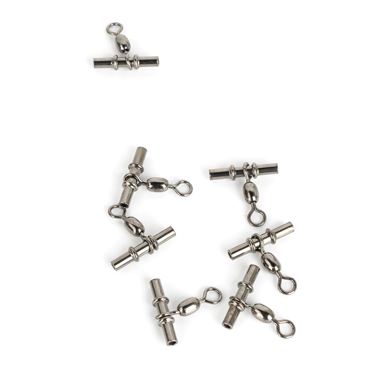 20 piezas giratorios en forma de T de línea cruzada de 3 vías, conectores de pesca de Surf para evitar giros de línea y enredos