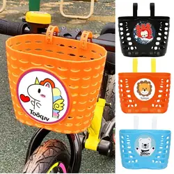 Nuevo Cesta Multicolor para niños, cesta de plástico con dibujos animados para manillar de patinete, cesta frontal para estudiantes, accesorios para bicicleta