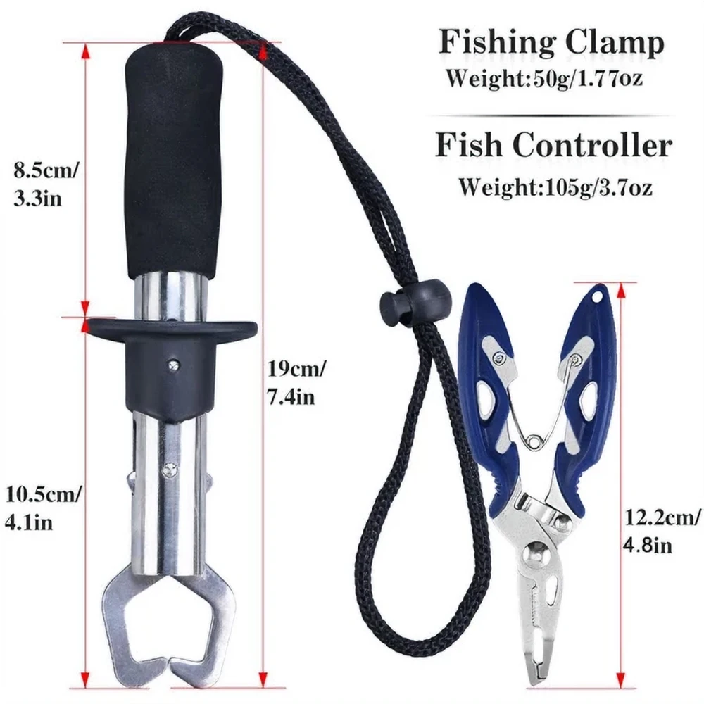 Goture-controlador de pesca de acero inoxidable + juego de alicates, agarrador de labios de pescado giratorio/fundido multifuncional, herramienta de pesca duradera - imagen 2