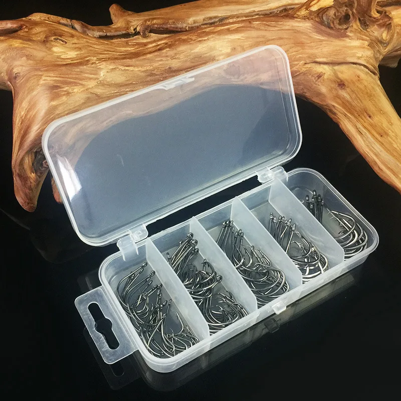 Anzuelos circulares anzuelos de pesca 75 piezas 1 #   1/0 #   2/0 #   3/0 #   4/0 #   Anzuelos de pesca de pulpo de acero rico en carbono, anzuelos de púas para trucha lubina