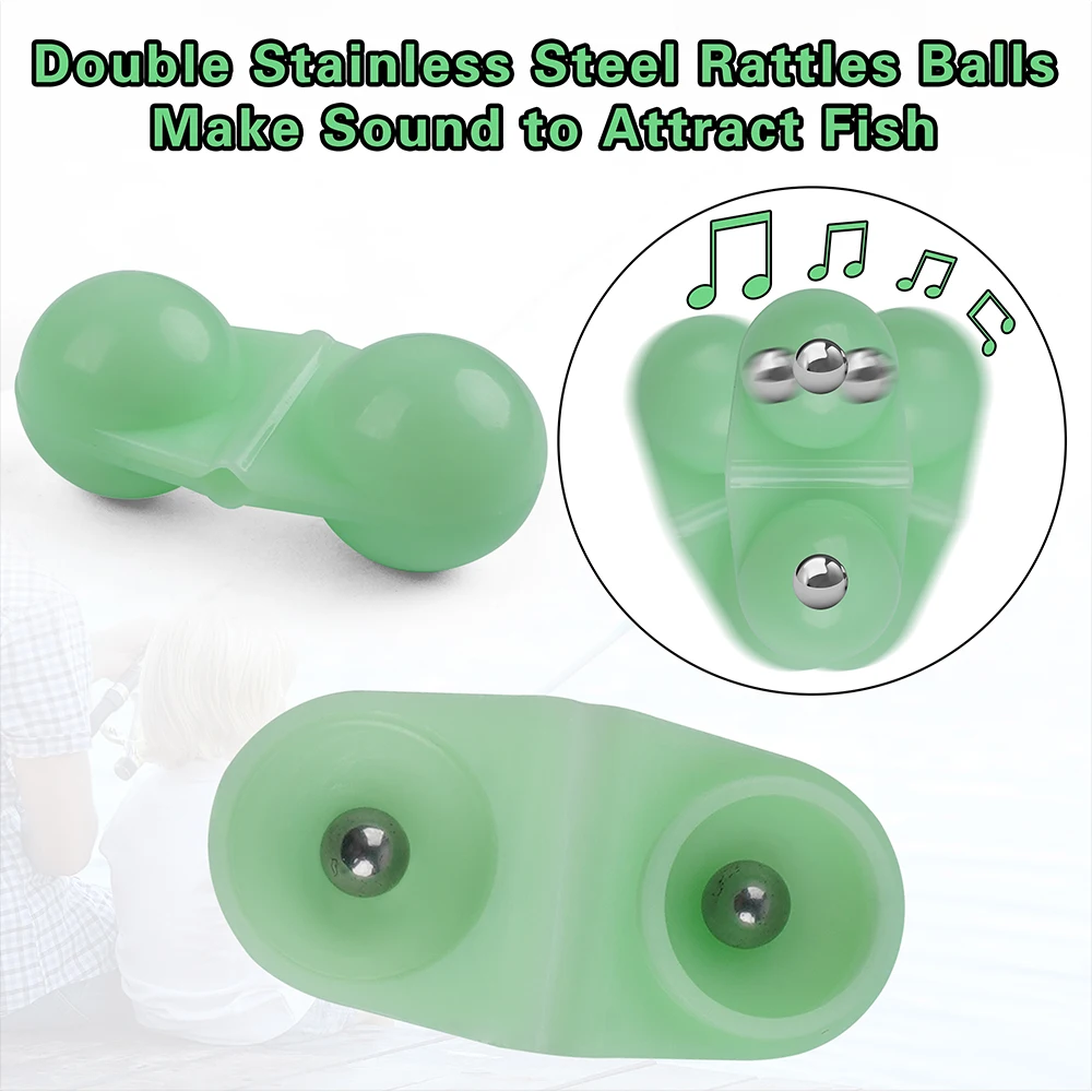 Cuentas de doble sonajero para pesca, señuelo de campana de plástico portátil, accesorios de pesca para bagre, lubina, Pompano, 20 piezas - imagen 4
