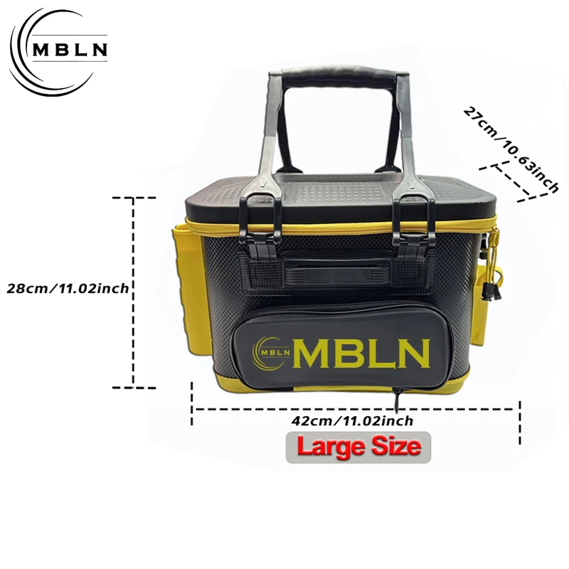 Marca MBLN, caja de aparejos de pesca EVA portátil para almacenamiento de cañas, estuche de almacenamiento de aparejos de pesca resistente al agua y duradero, caja de almacenamiento de peces vivos - imagen 3