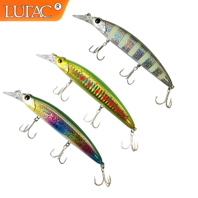 LUTAC Weihai-aparejos de Pesca, cebo duro Minnow, 110mm, 21g, Carpa, productos de Pesca láser - imagen 2