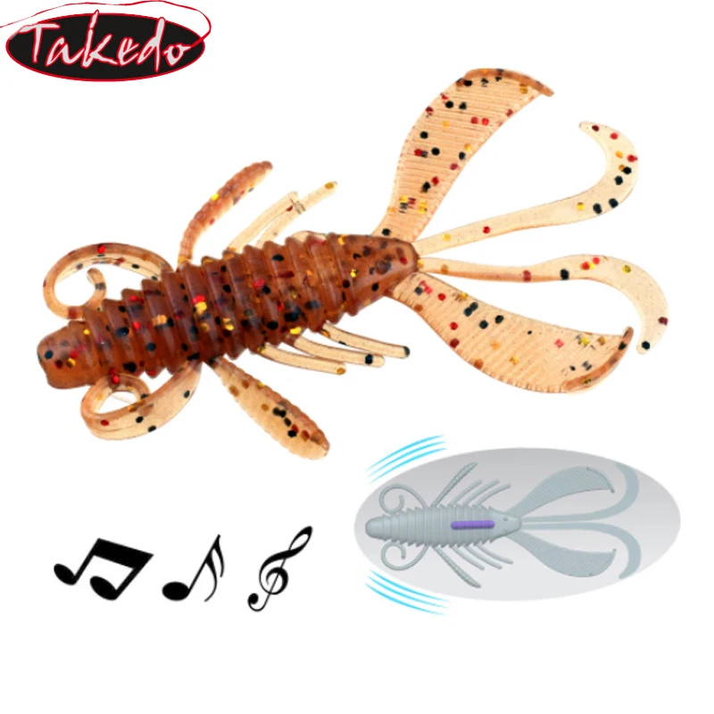 TAKEDO MY13 cebo Artificial 2,2G 6G señuelo de camarón suave Material TPR señuelo suave pesca con anillo cuenta para lubina - imagen 2