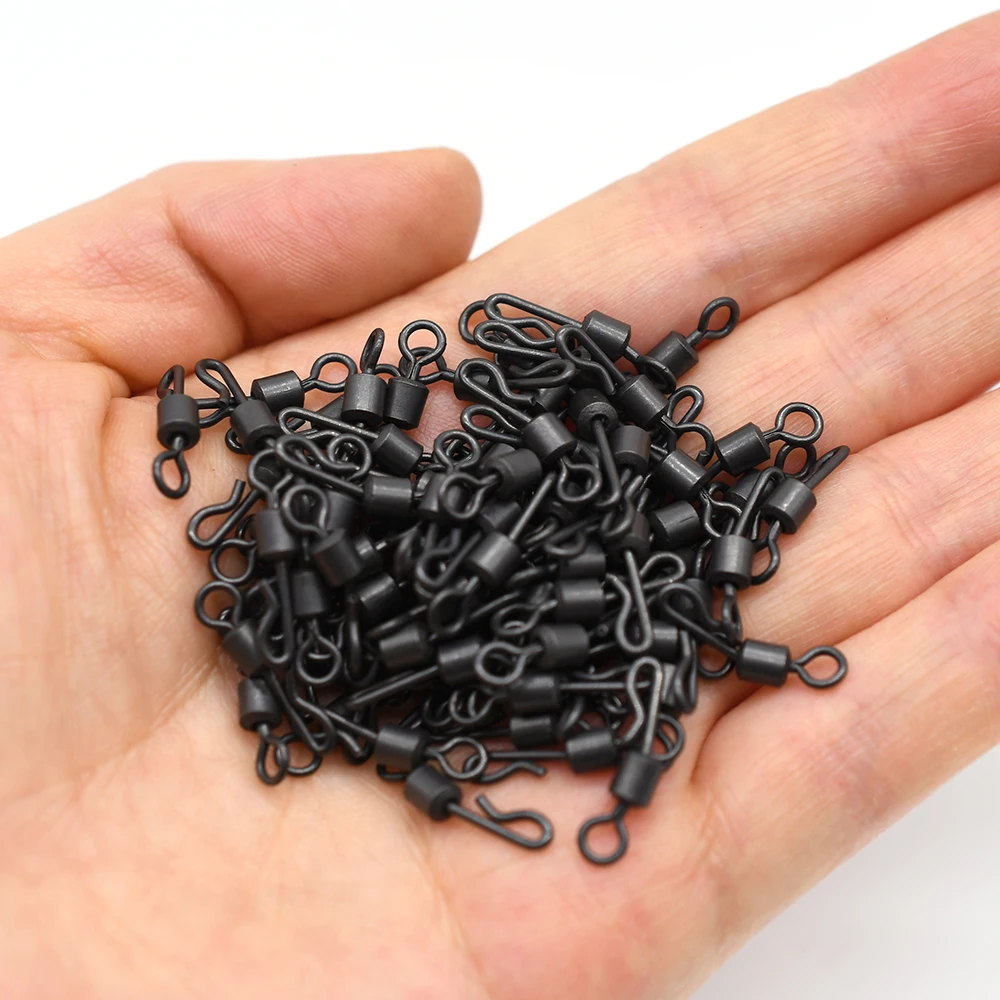 MNFT-eslabones de cambio rápido para pesca de carpa, accesorio de aparejos de pesca de carpa, 25 piezas, cuerpo largo grande en forma de Q, Color negro - imagen 5