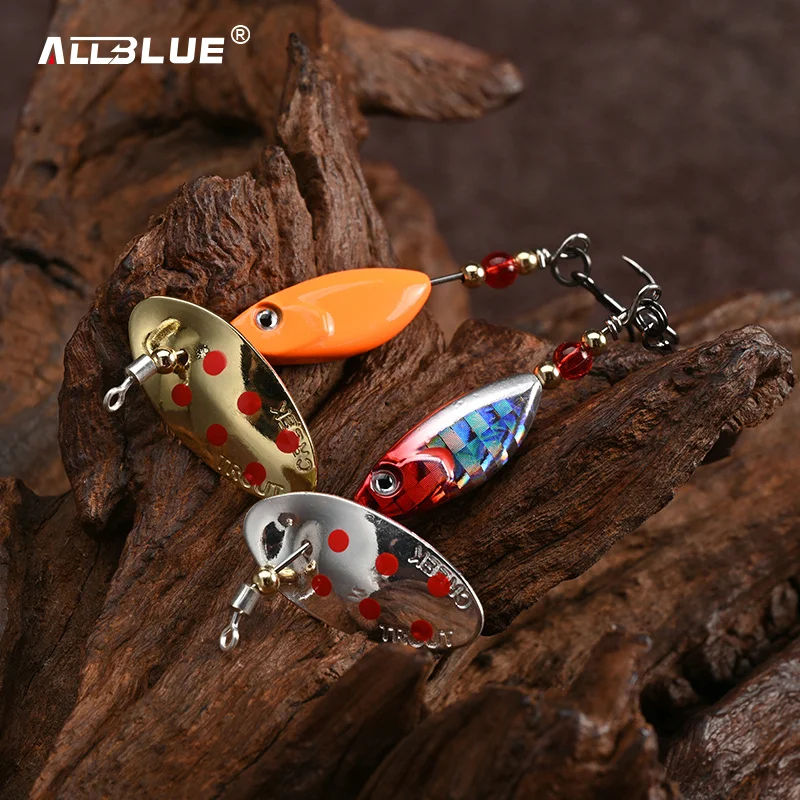 ALLBLUE-señuelo giratorio FLYSPIN de Metal, cebo Artificial duro de latón, 6g, 8,5g, aparejos de pesca de trucha, Arroyo de agua dulce de cobre - imagen 5