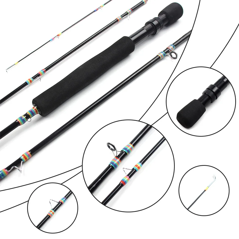 Caña de pescar con mosca de cuatro secciones, fibra de carbono de alta densidad, solo pesa 120 g, pero resiste a la flexión/rotura. Fundición suave cada vez - imagen 2