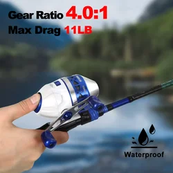 Carrete de pesca de Metal con relación de engranaje 4,0:1, con asas intercambiables, rueda de pescado cerrada, carrete giratorio resistente al agua para exteriores