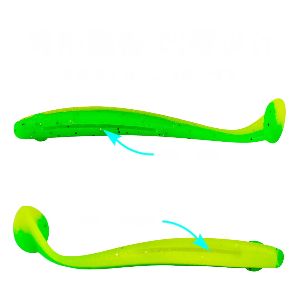 Señuelo de pesca 55mm 70mm 90mm T cola gusano cebo suave Jigging Wobblers aparejos lubina Lucio Artificial silicona Swimbait - imagen 5