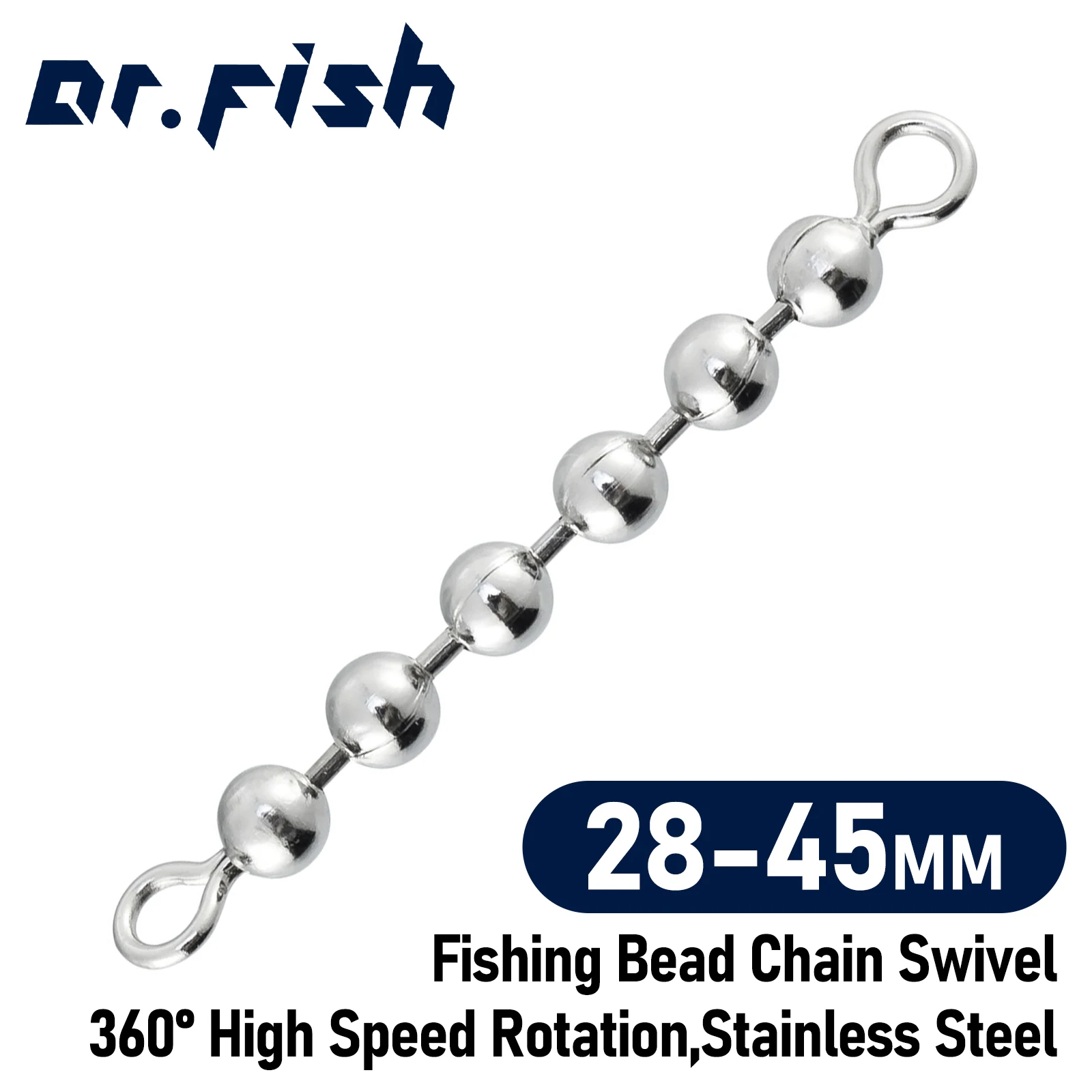 Cadena de cuentas giratoria para pesca Acero inoxidable Anillo solido