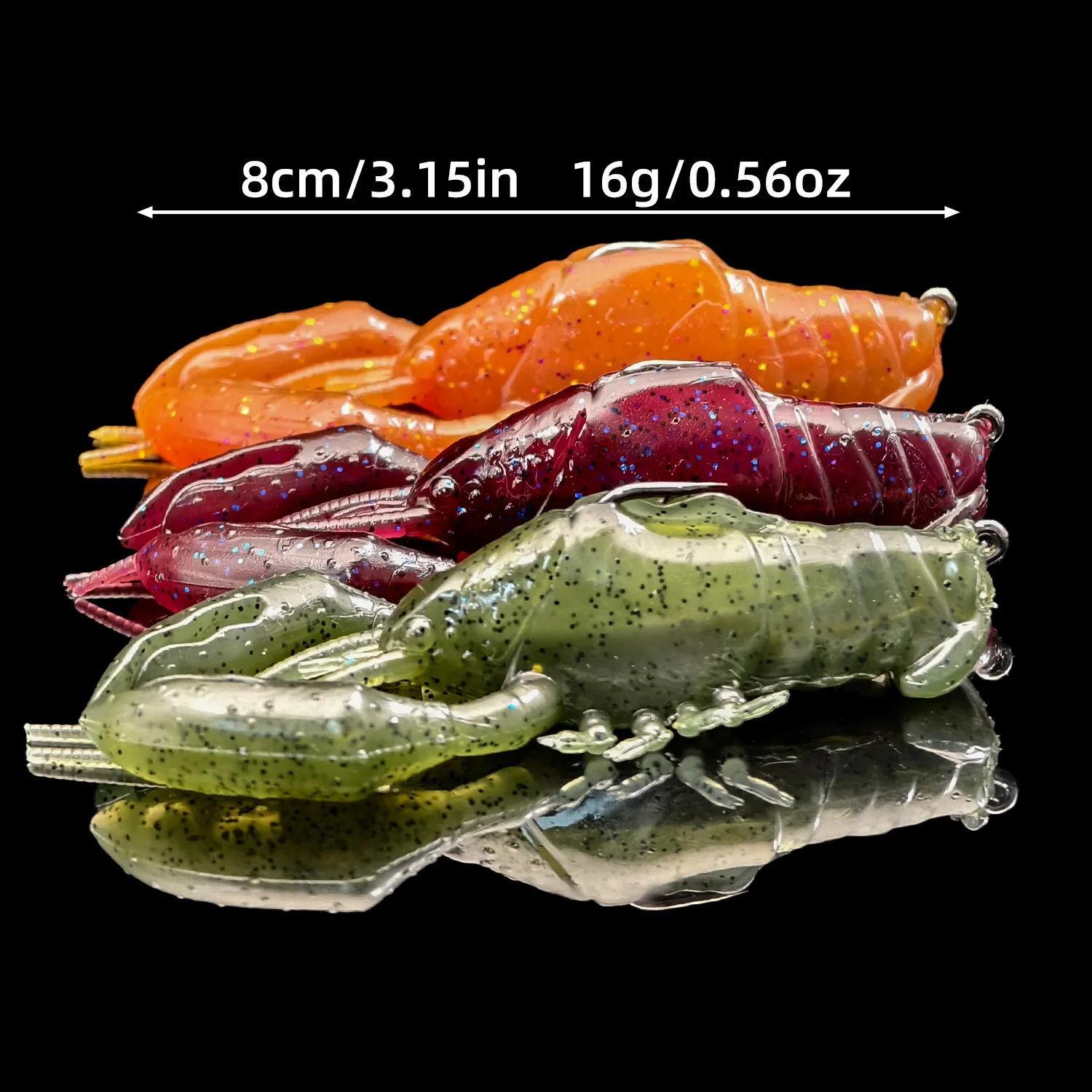 ANFS Señuelo de vinilo camarón realista para agua salada y dulce - imagen 5