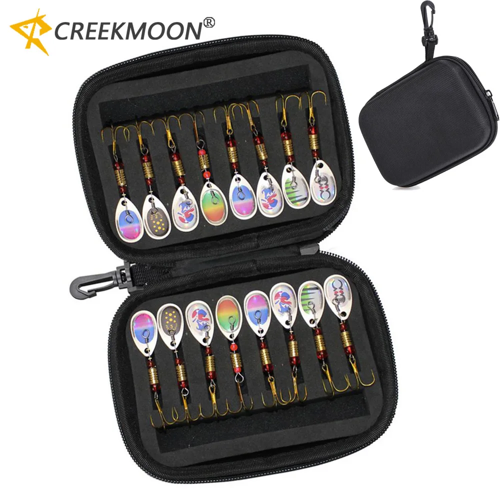 Bolsa de señuelo de pesca con mosca, cuchara giratoria, caja de espuma para cebo, moscas de trucha, anzuelo para anzuelo, contenedor de almacenamiento duro de EVA, 16cm x 11cm x 5cm