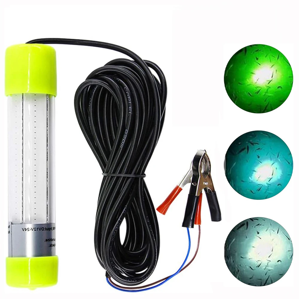 Luz de pesca submarina de 20W DC12-24V superbrillante 16000 lúmenes buscador de señuelos luz de caída profunda buscador de cebo de peces lámpara de pesca