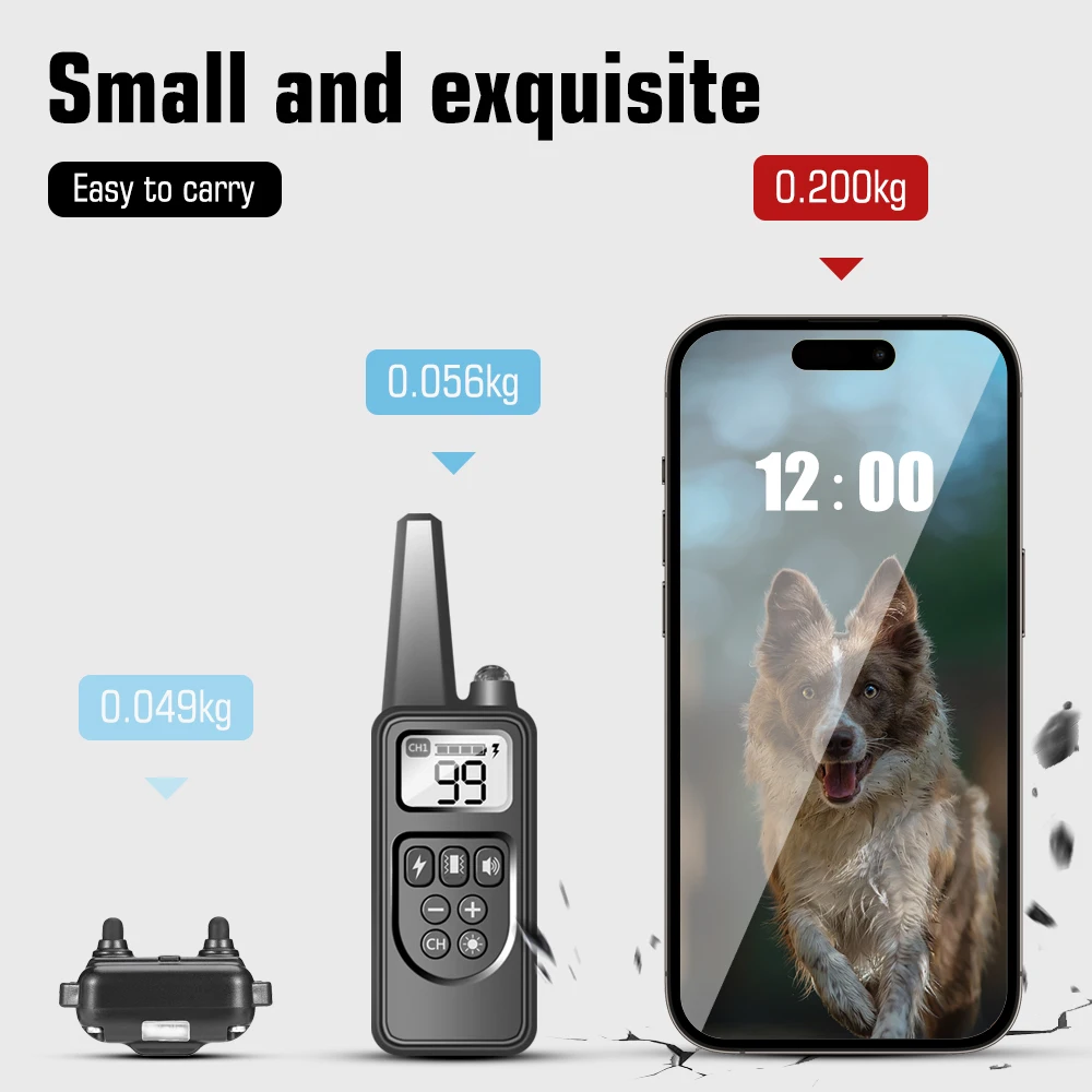 PUPOPAN Collar de choque para perros con control remoto Collar de adiestramiento para perros Collares impermeables recargables con vibración, descarga eléctrica, pitido - imagen 3