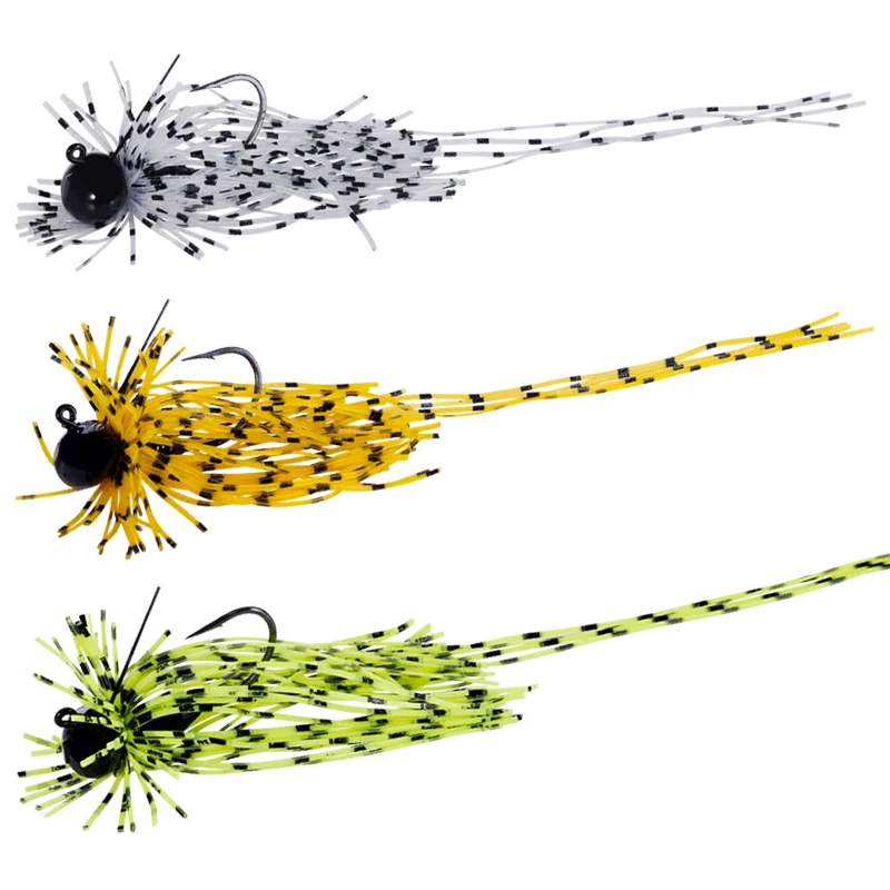 Plantilla de goma de 1 pieza, plantilla de falda con gancho de cabeza de plomo para trucha, perca, lubina, accesorio de pesca - imagen 3